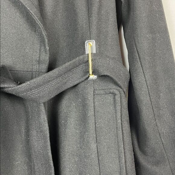 NWOT Worthington Black and Gold Wool Blend Belted Long Women's Trench Coat - Picture 3 of 11